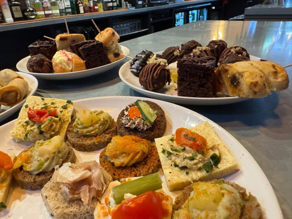 Canapés and desserts at an event